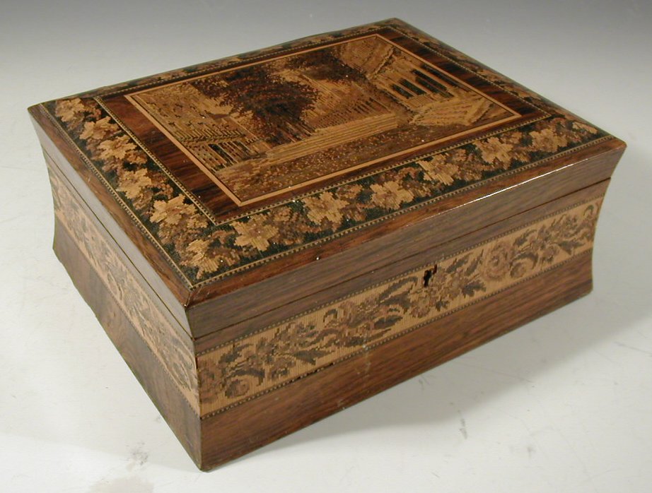 A 19th century rosewood and Tunbridge ware box