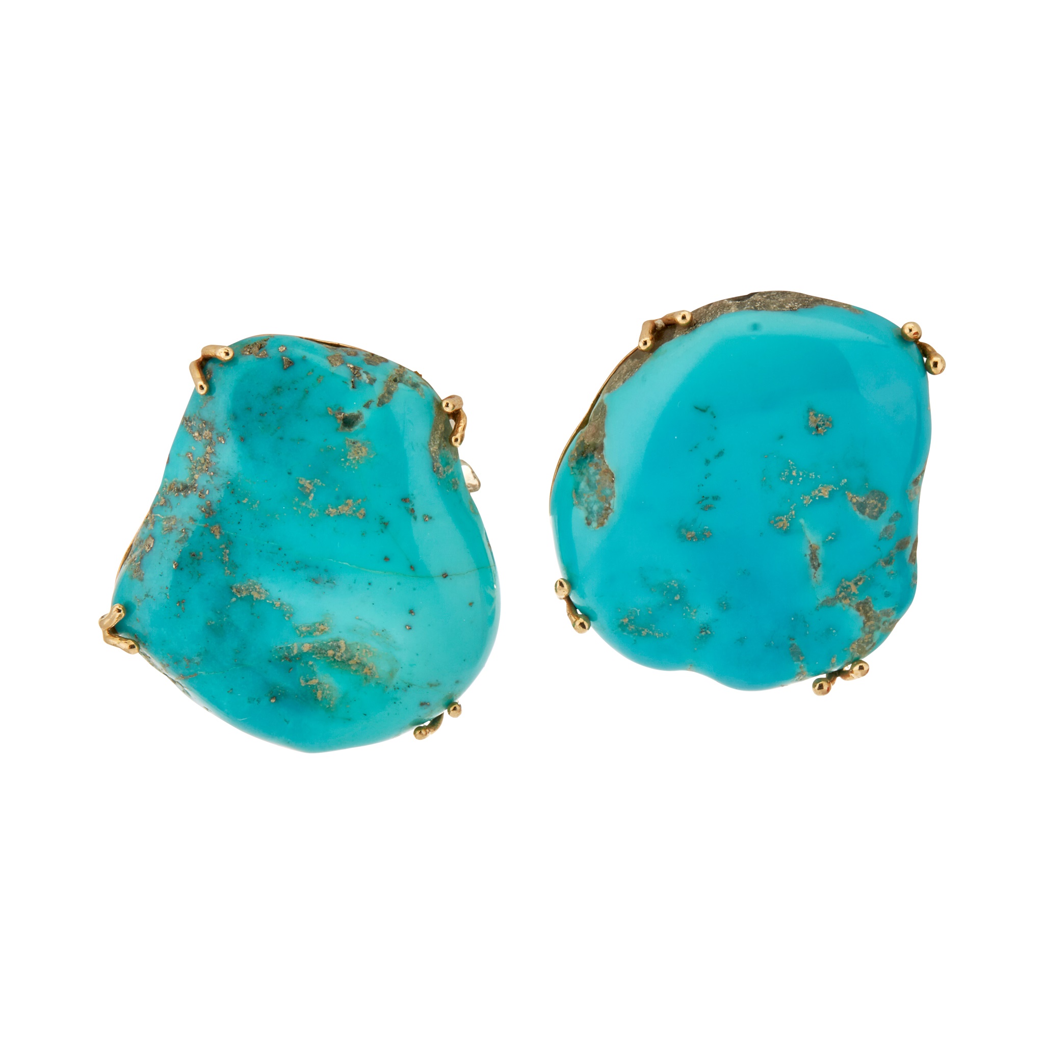 A pair of turquoise earrings