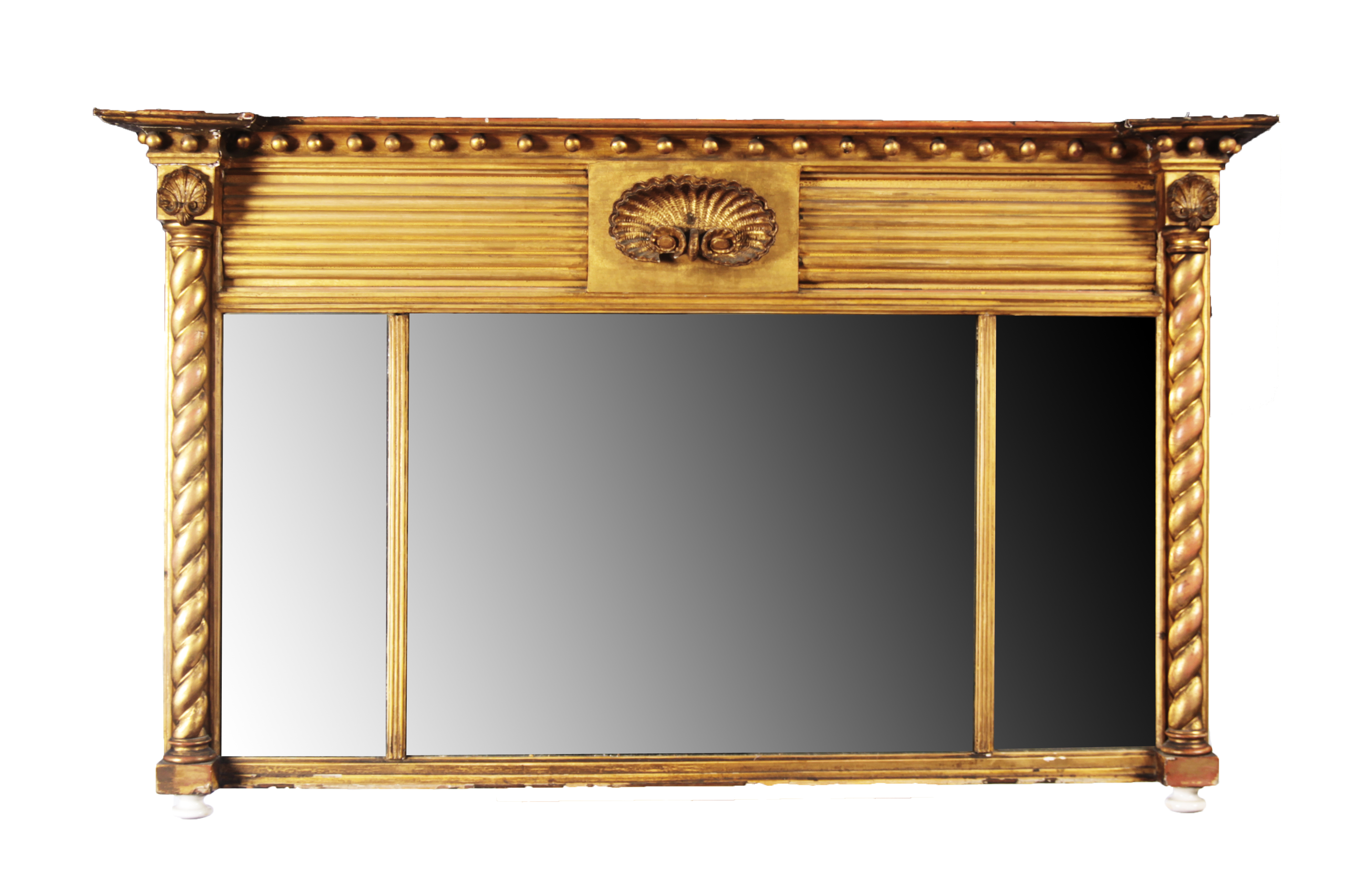 GEORGIAN GILT OVERMANTLE TRIPTYCH MIRROR