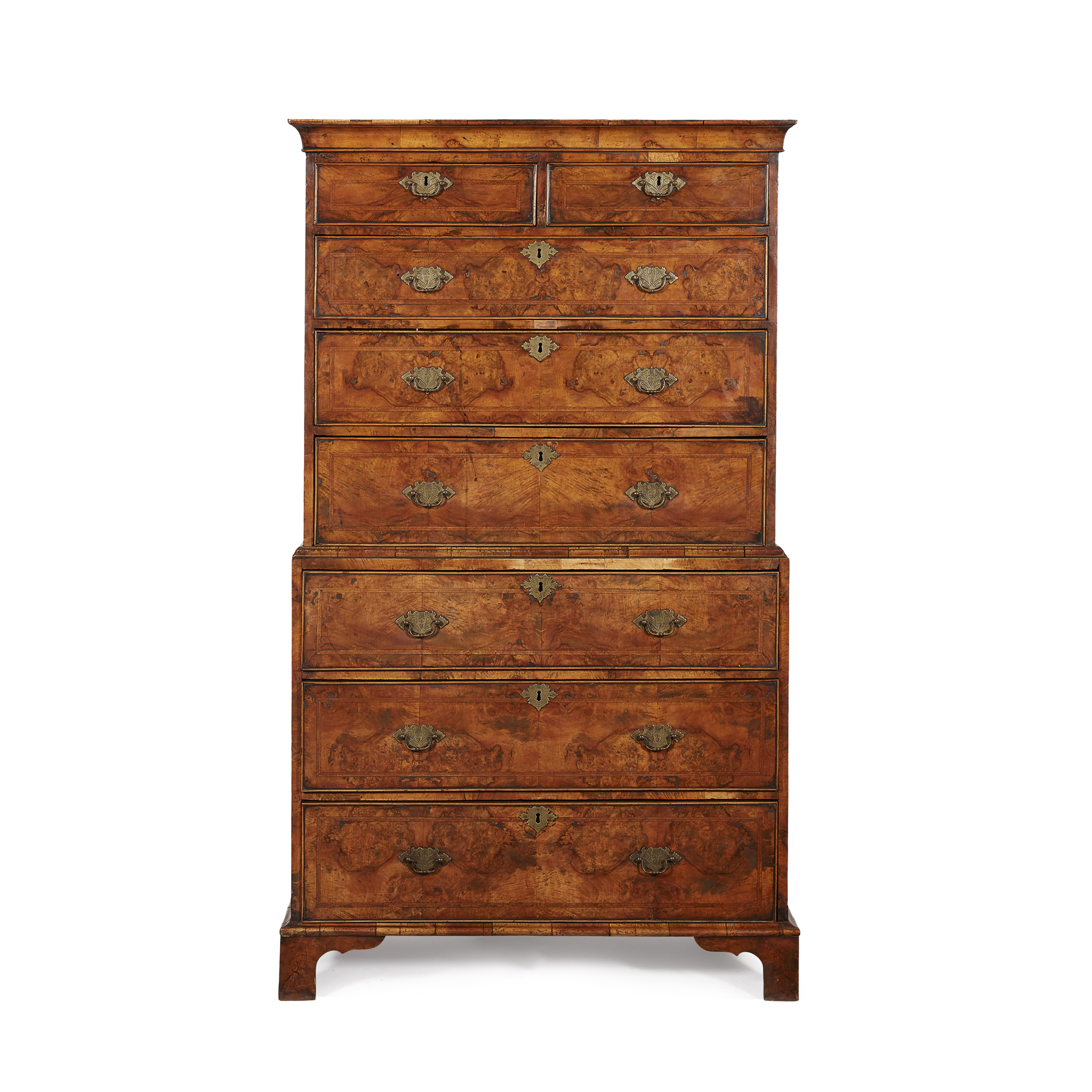 GEORGE II WALNUT CHEST-ON-CHEST