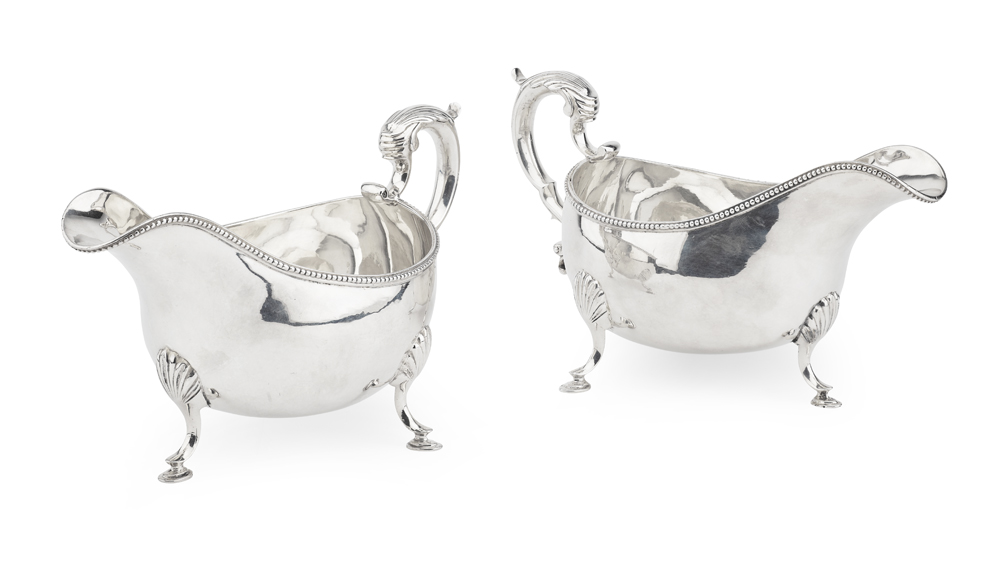 A pair of Irish George II sauceboats