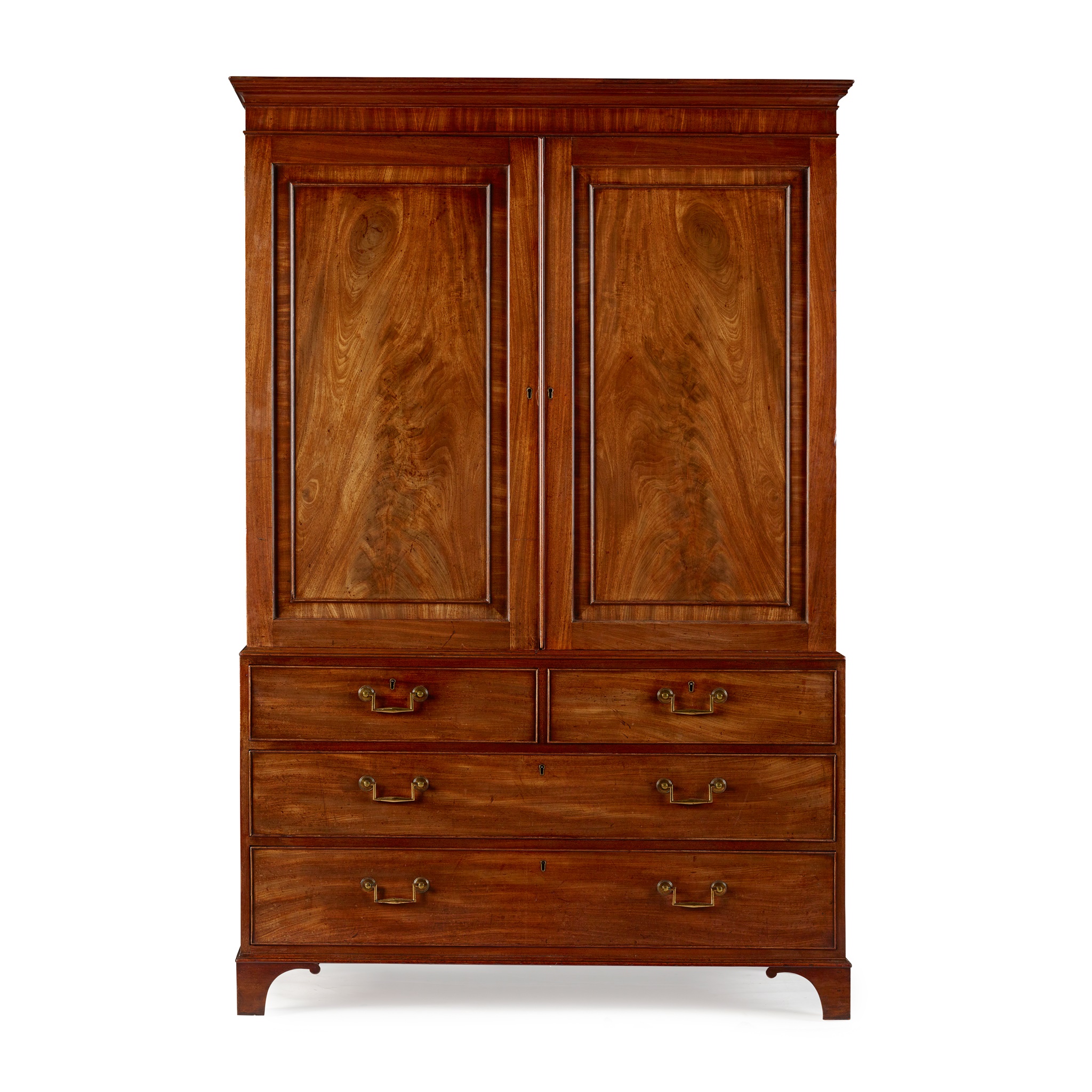 GEORGE III MAHOGANY LINEN PRESS, BY GILLOWS