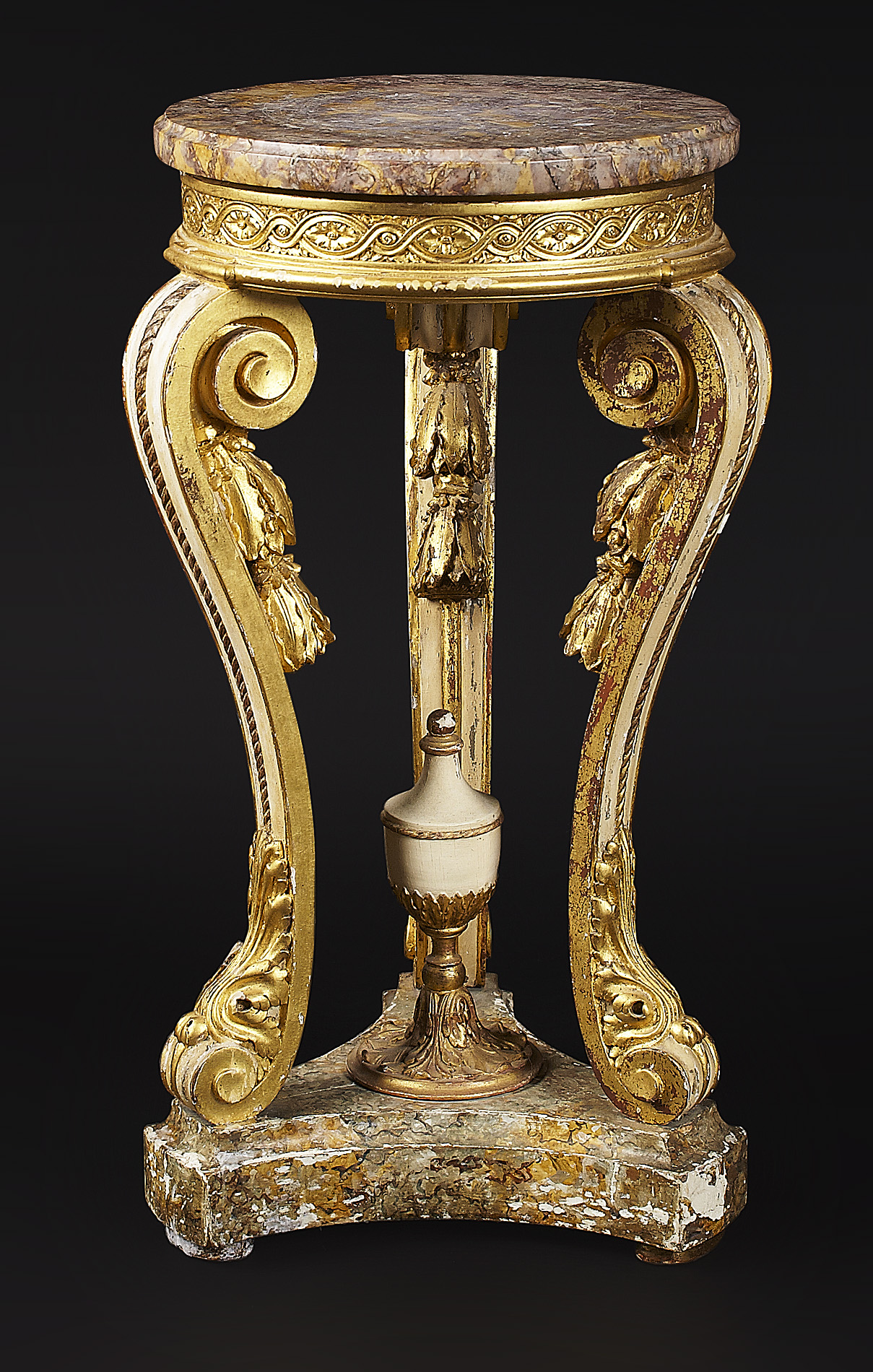 FINE LOUIS XV STYLE PAINTED AND PARCEL GILT JARDINIERE STAND, BY L'ESCALIER DE CRISTAL, PARIS