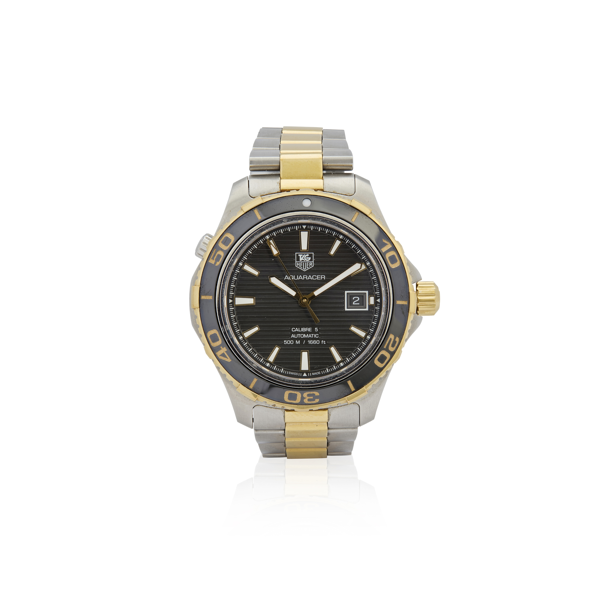 Tag Heuer. A two-tone stainless steel automatic wristwatch
