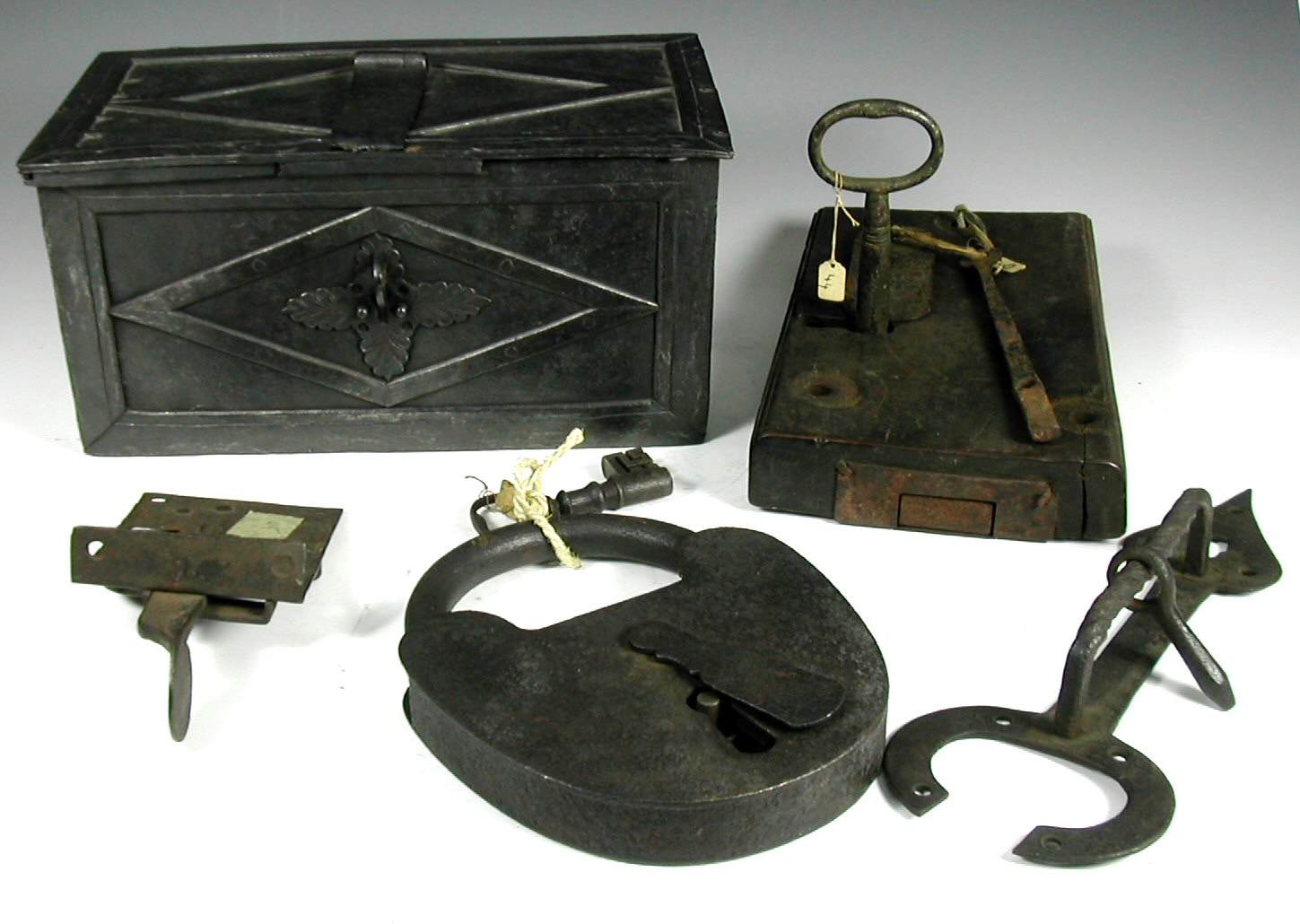 An 18th century iron strong box,