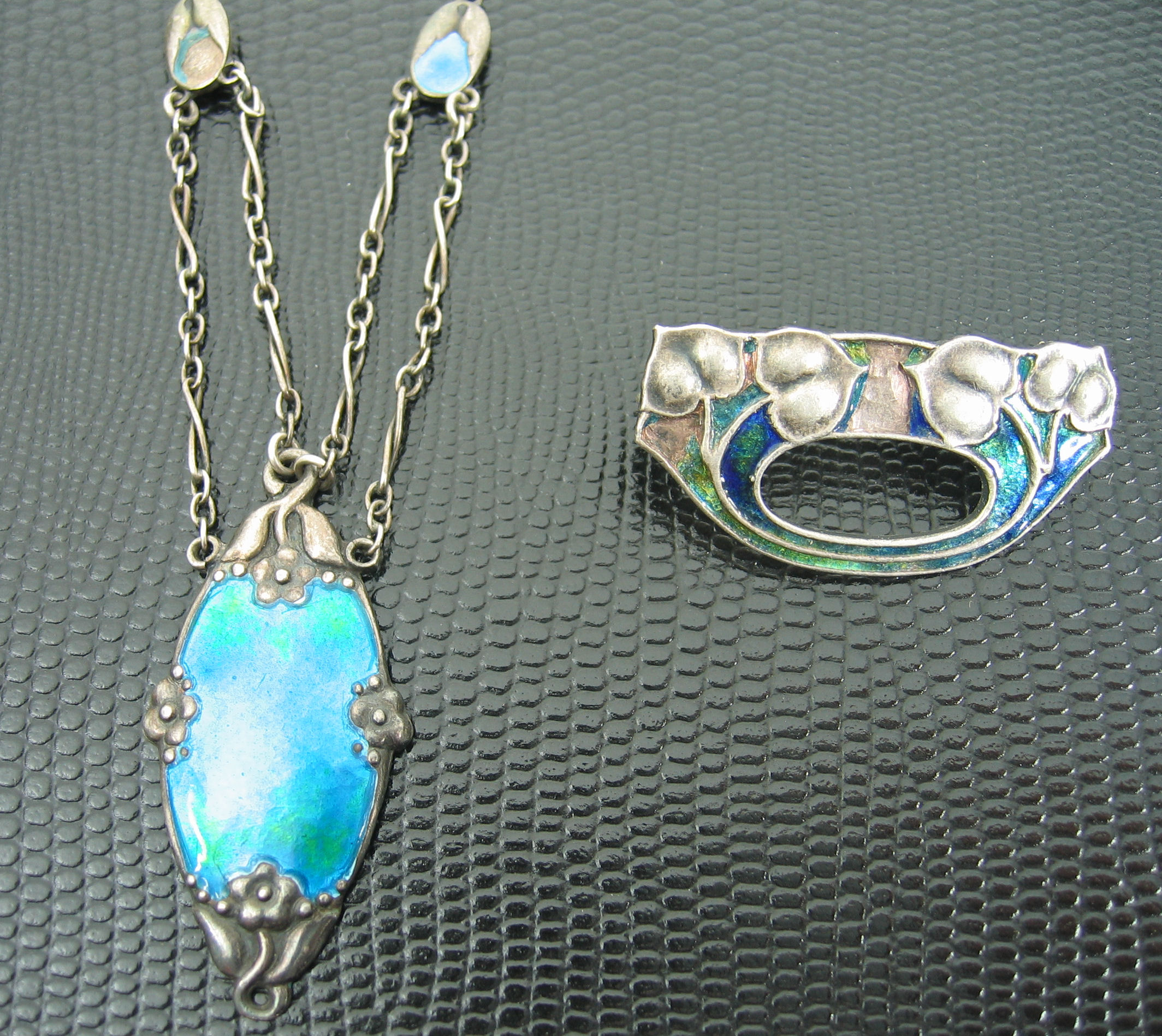 A Murrle Bennett silver and enamel necklace,