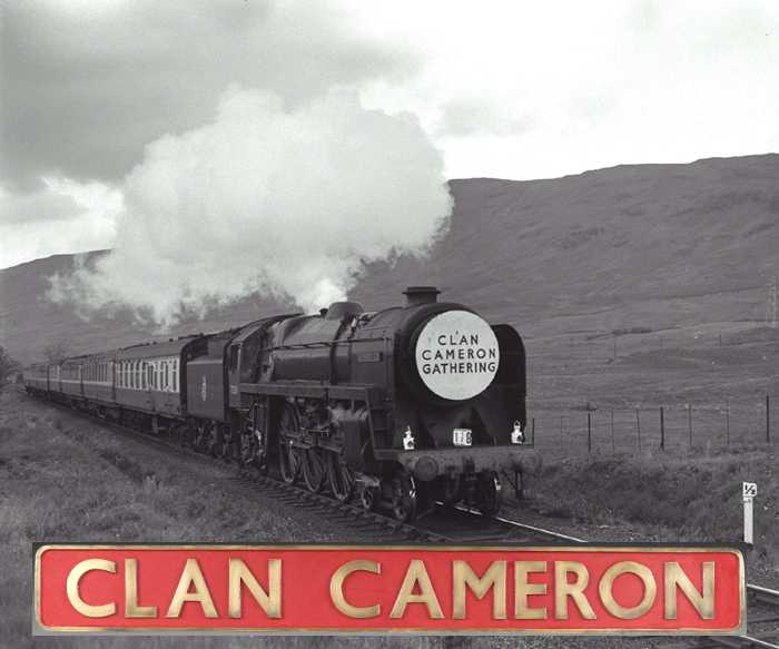 A locomotive nameplate 'Clan Cameron'