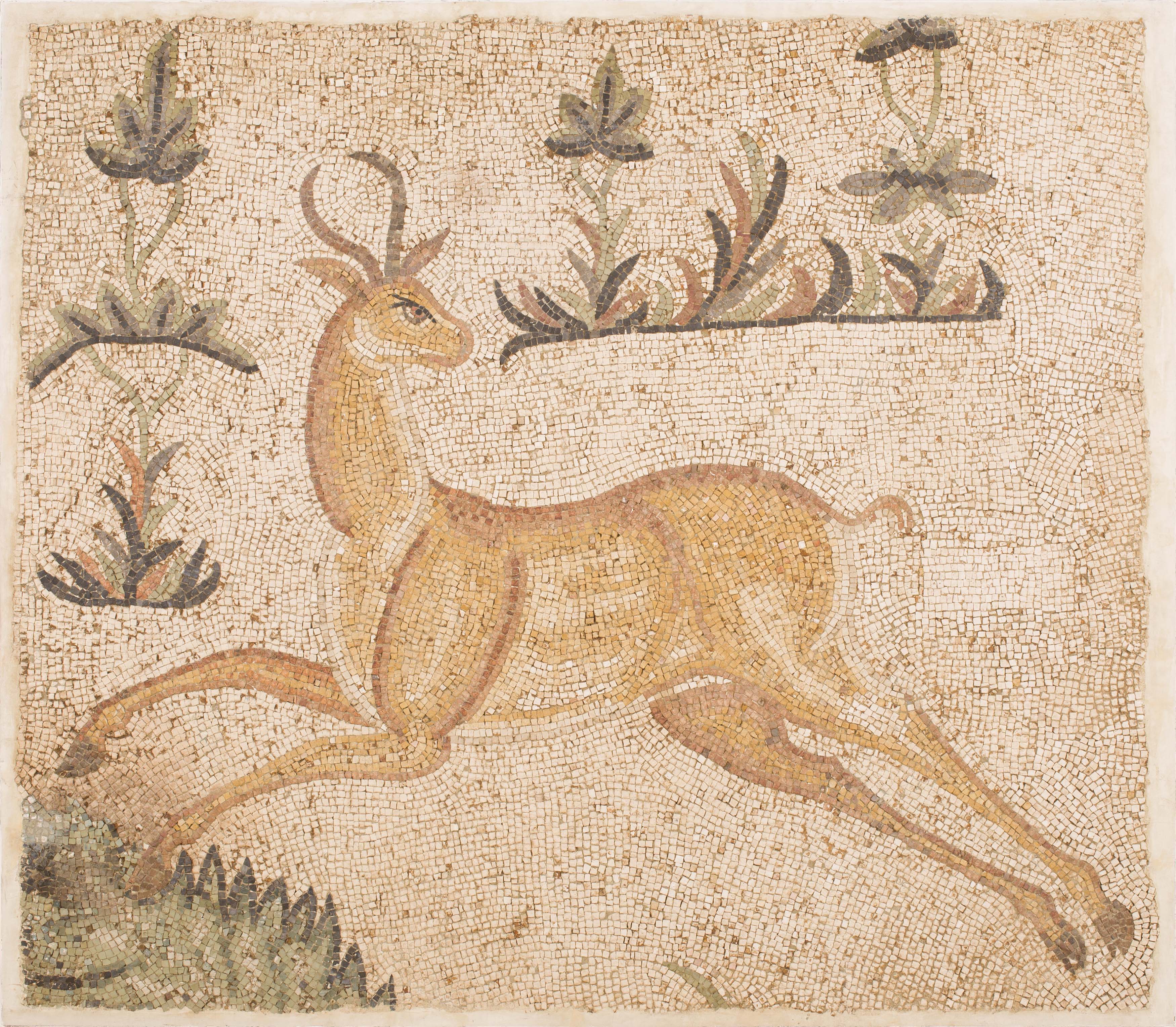 LARGE ROMAN MOSAIC OF A DEER