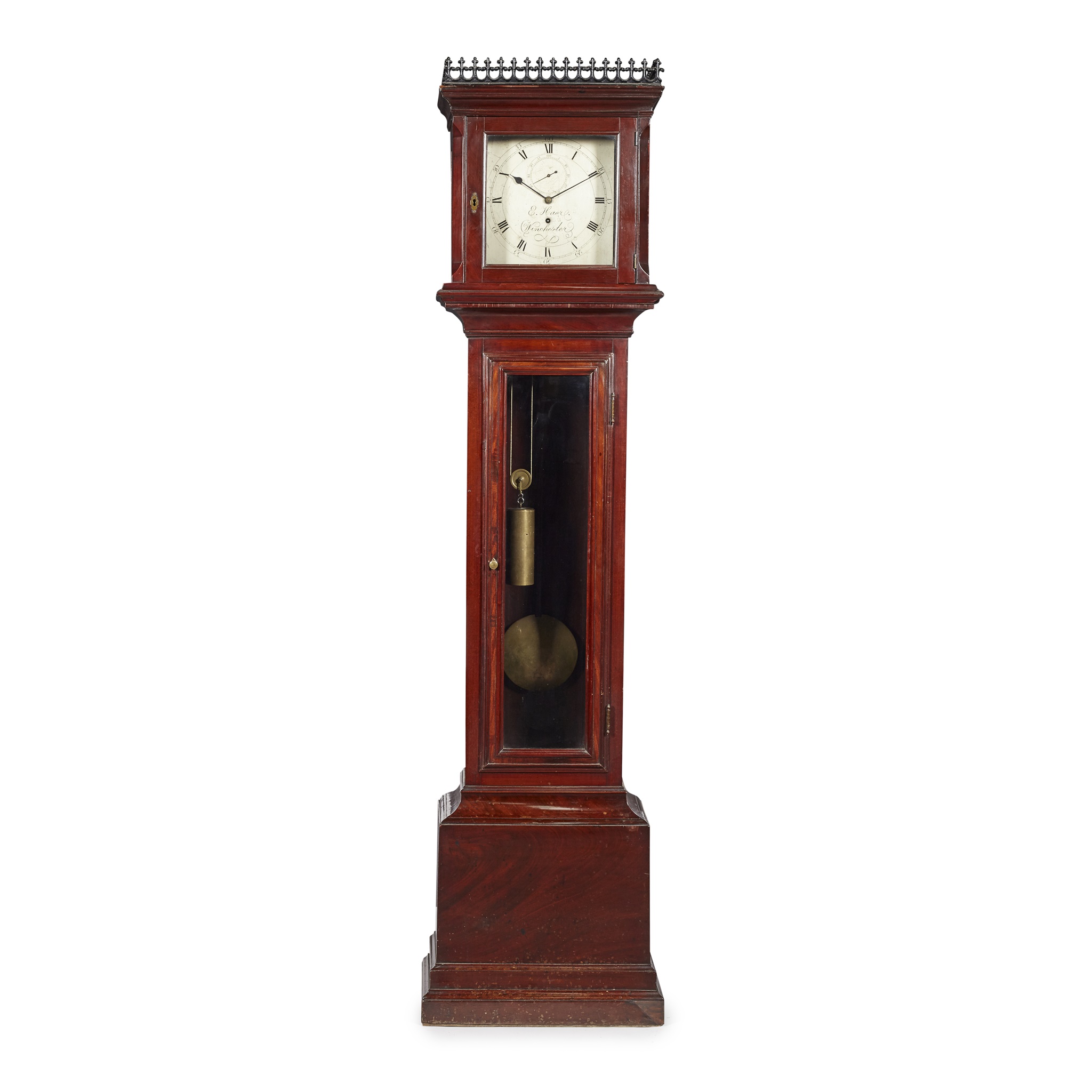 GEORGE III MAHOGANY LONGCASE CLOCK, E. HAER, WINCHESTER