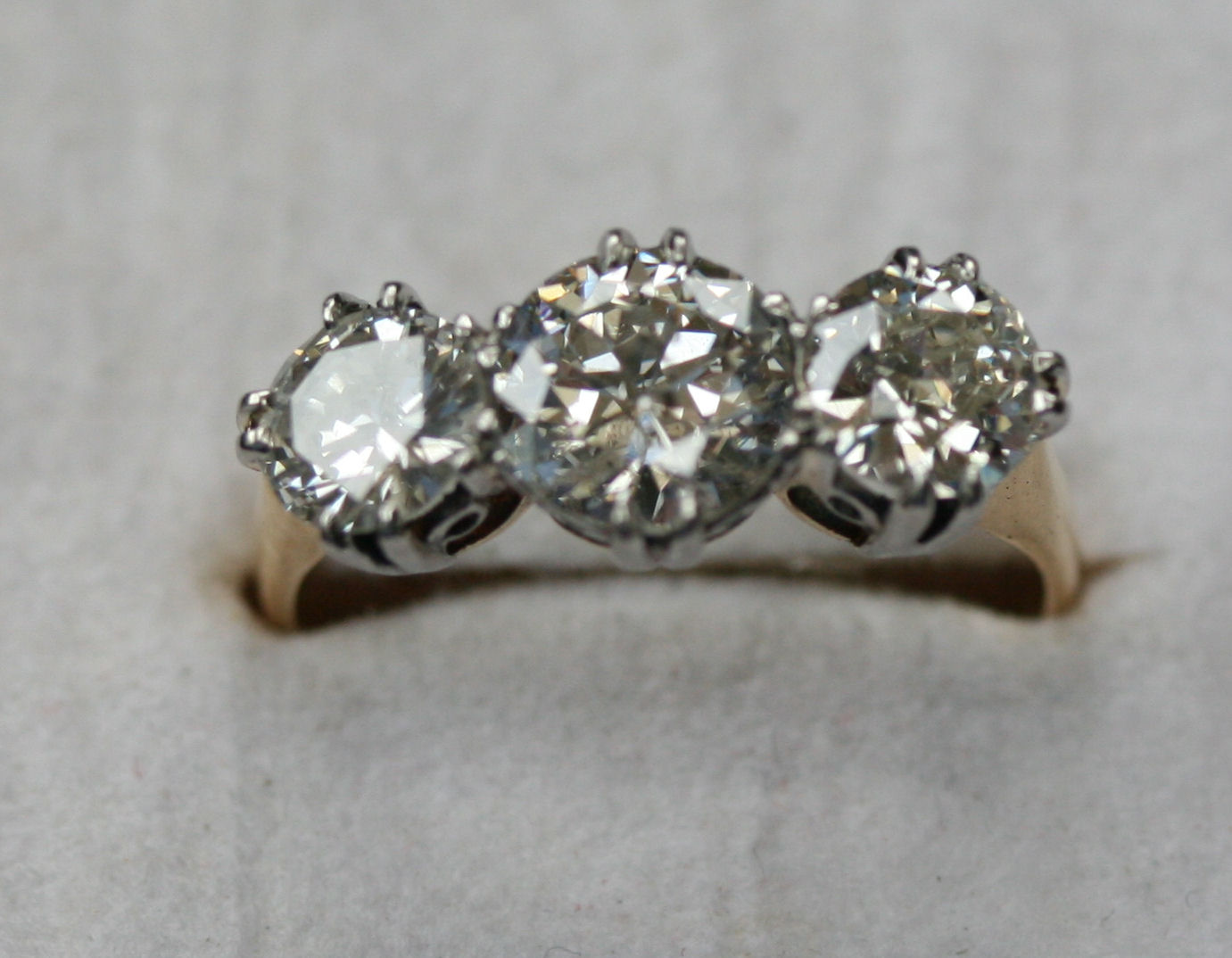 A diamond three-stone ring