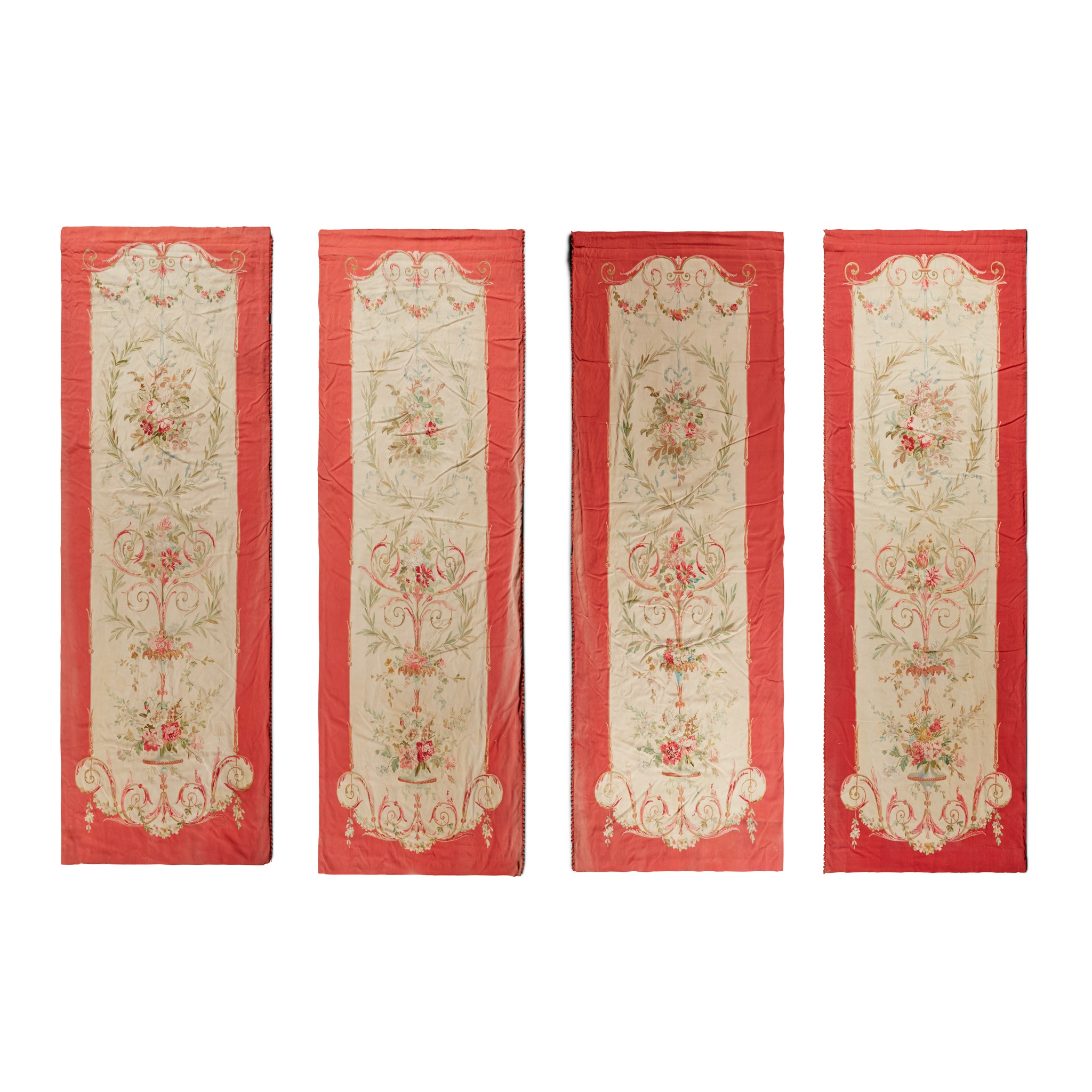 SET OF FOUR FRENCH AUBUSSON TAPESTRY ENTRE-FENÊTRE PANELS