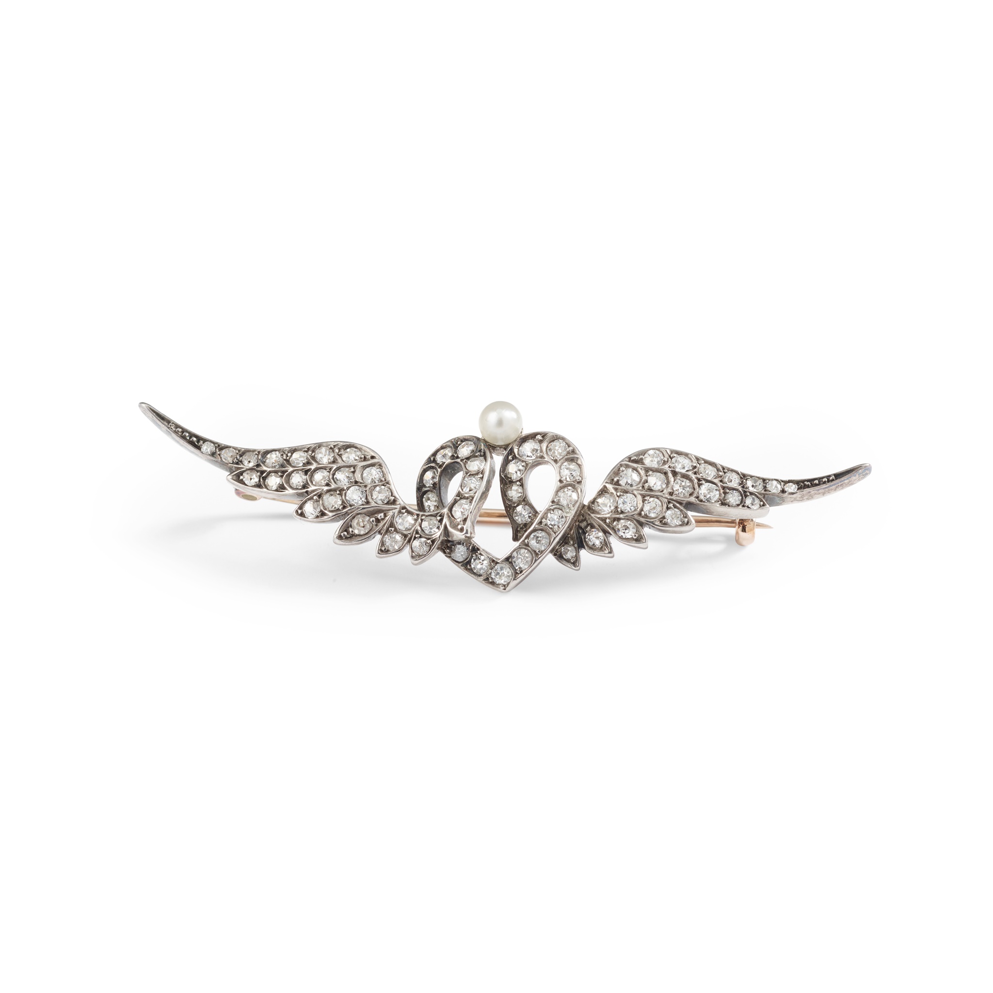 An early 20th-Century diamond and pearl brooch