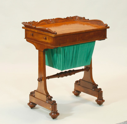 A mid 19th century satinwood work table Stamped J.A. Spinwall, 70 Grosvenor Street
