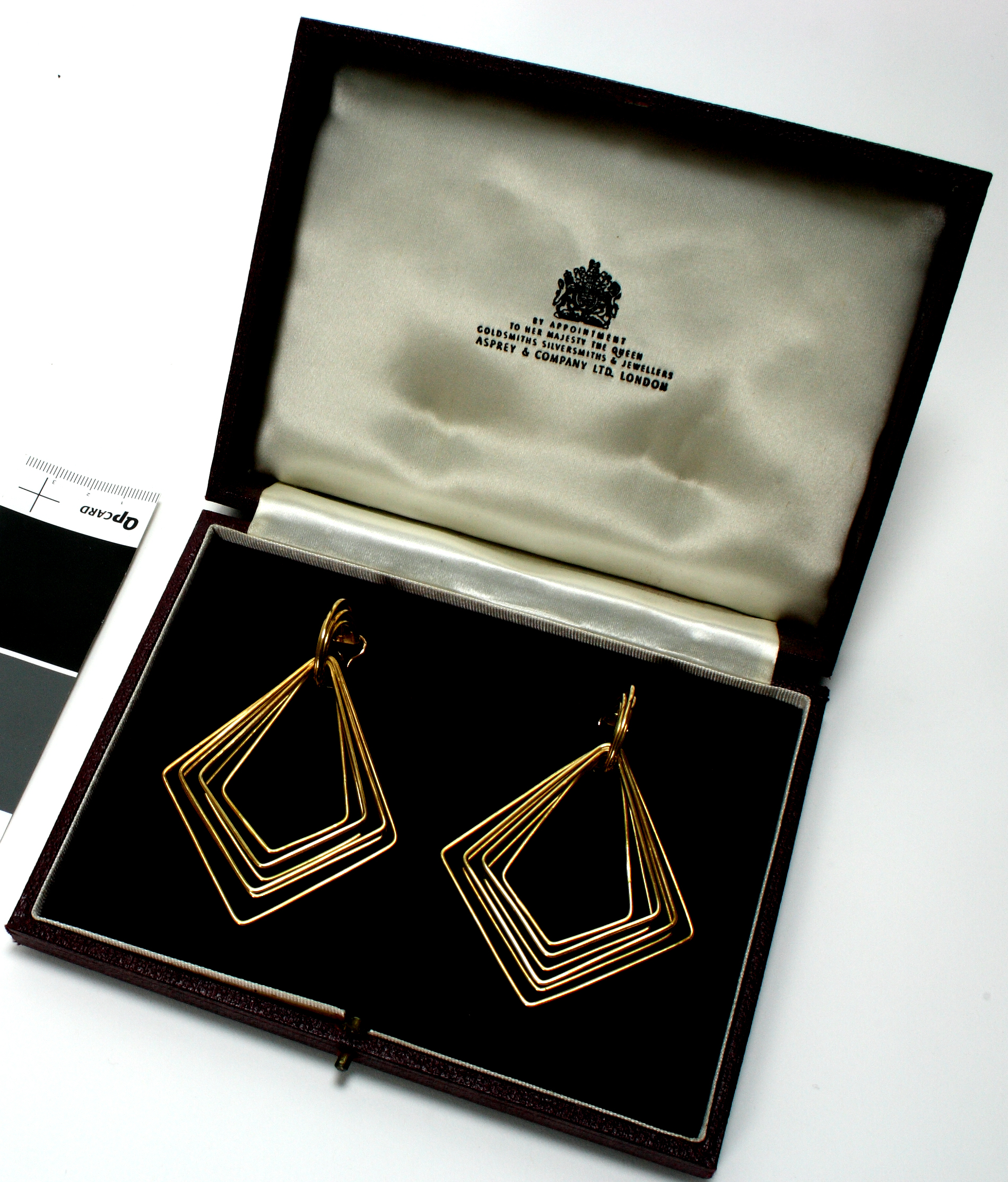 ASPREY & Co. LTD - a pair of 1970's 18ct gold pendant earrings,