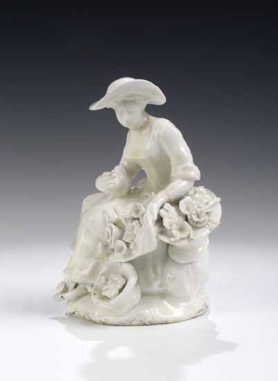 A Bow white glazed figure of Spring