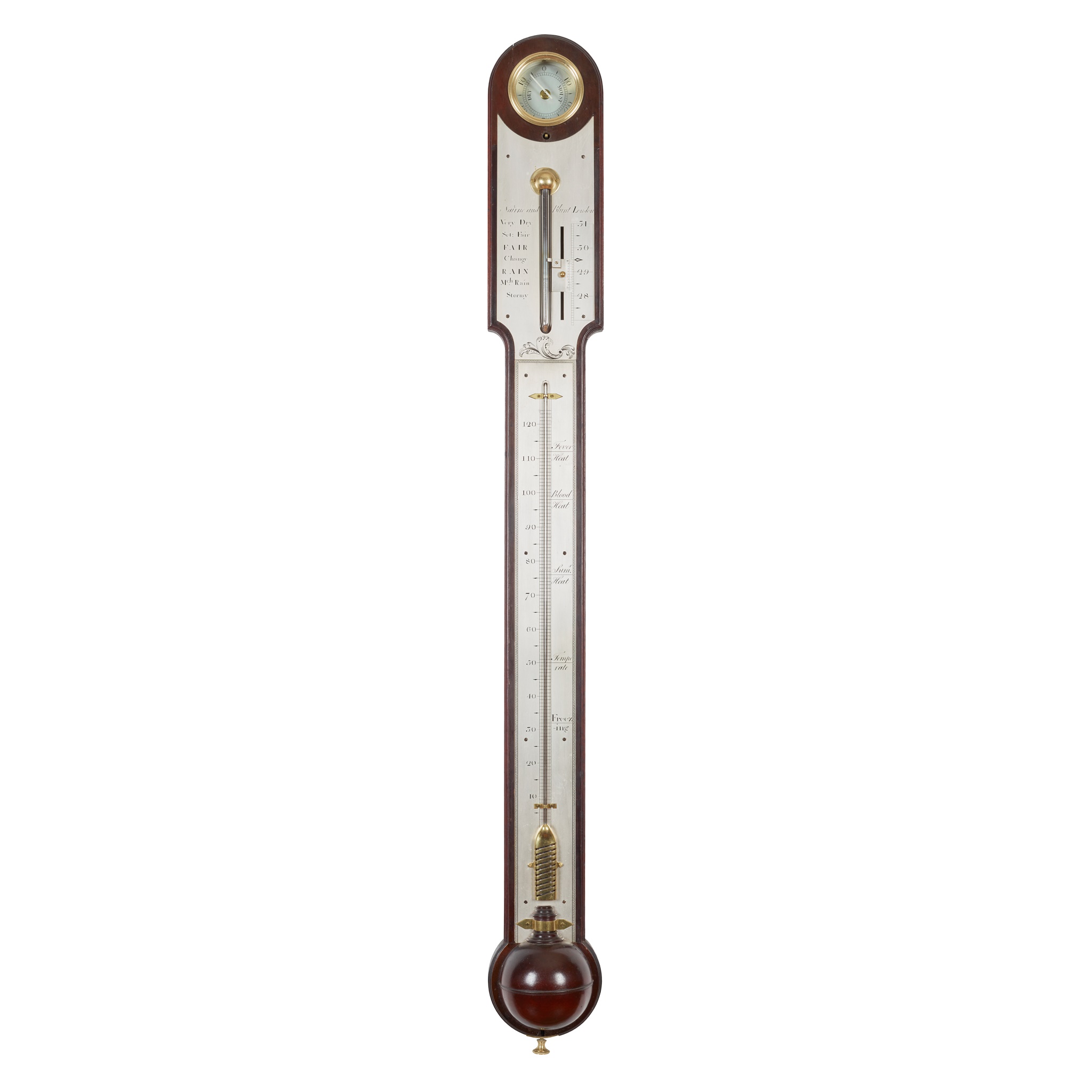 GEORGE III MAHOGANY STICK BAROMETER, NAIRNE & BLUNT, LONDON
