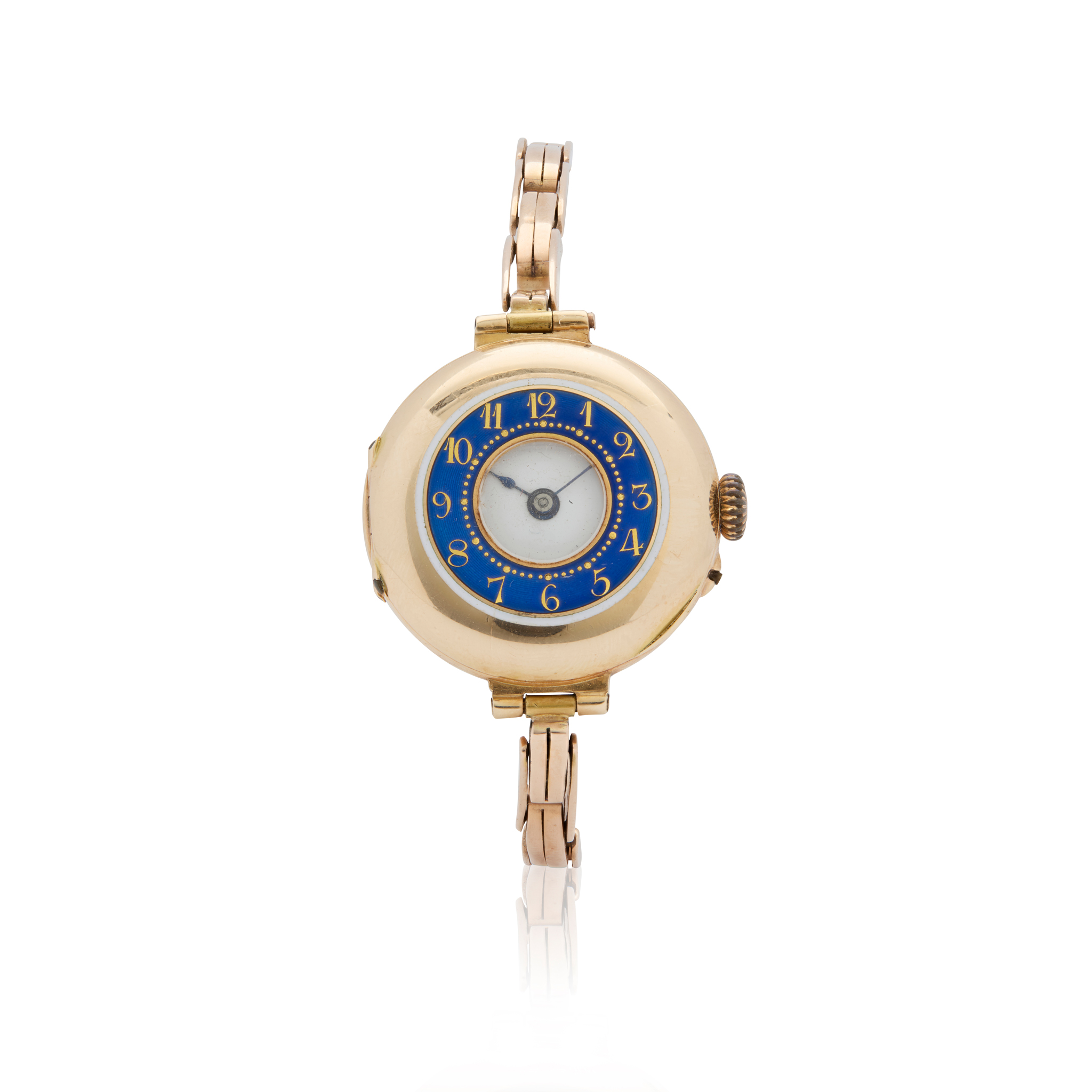 Swiss. A Ladies unusual 15k gold half hunter bracelet watch