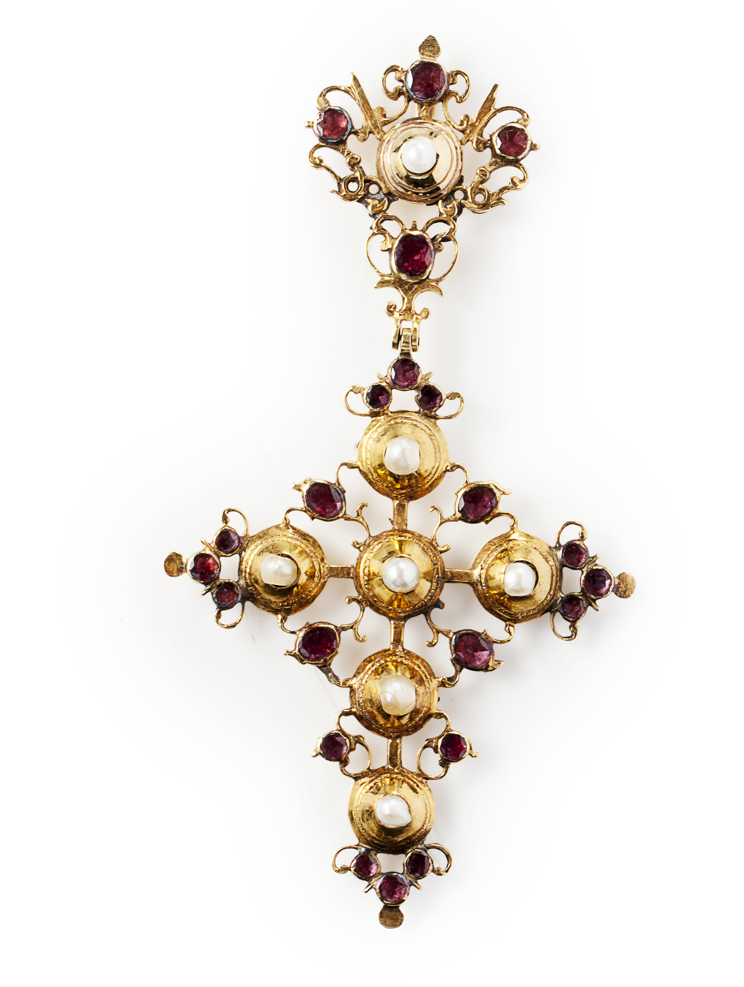 A 19th century Italian pearl and garnet set pendant