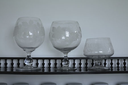 Two similar large 19th century drinking glasses