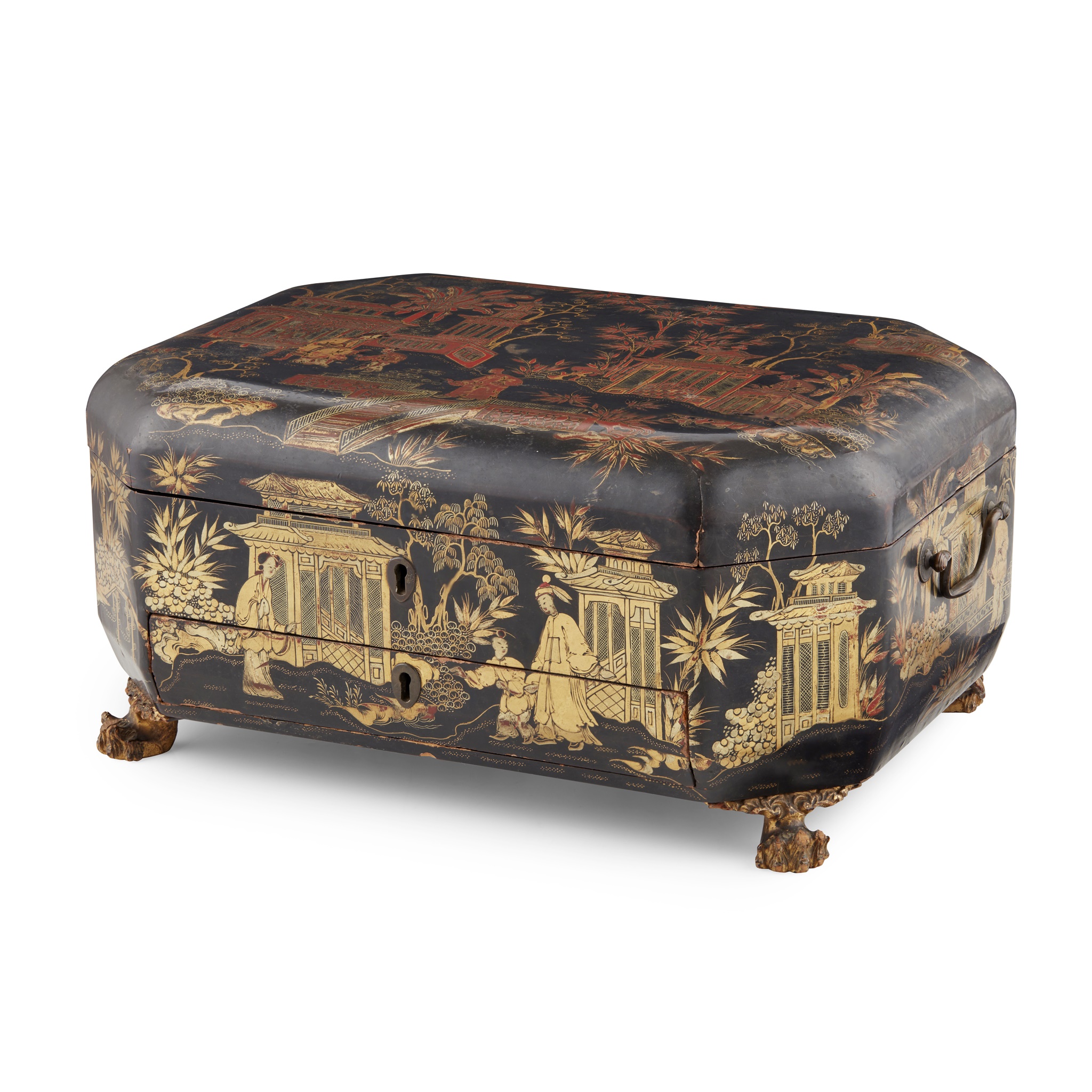 CHINESE EXPORT BLACK LACQUER WORK BOX