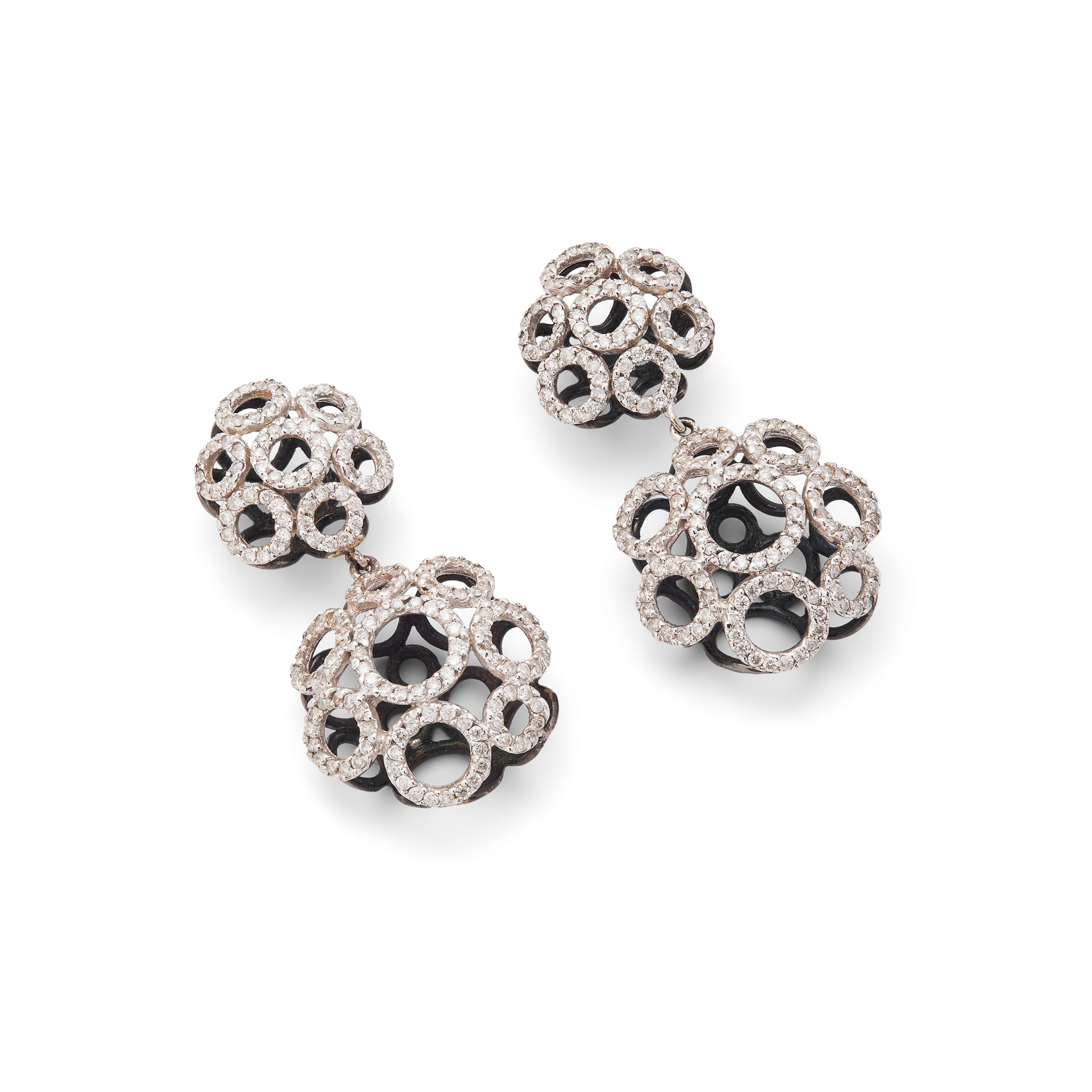 A pair of diamond earrings