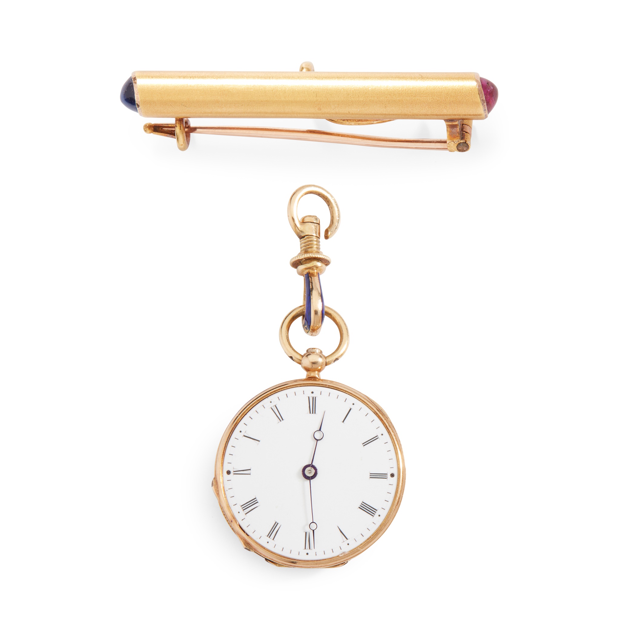 A late 19th century Russian ruby and sapphire bar brooch