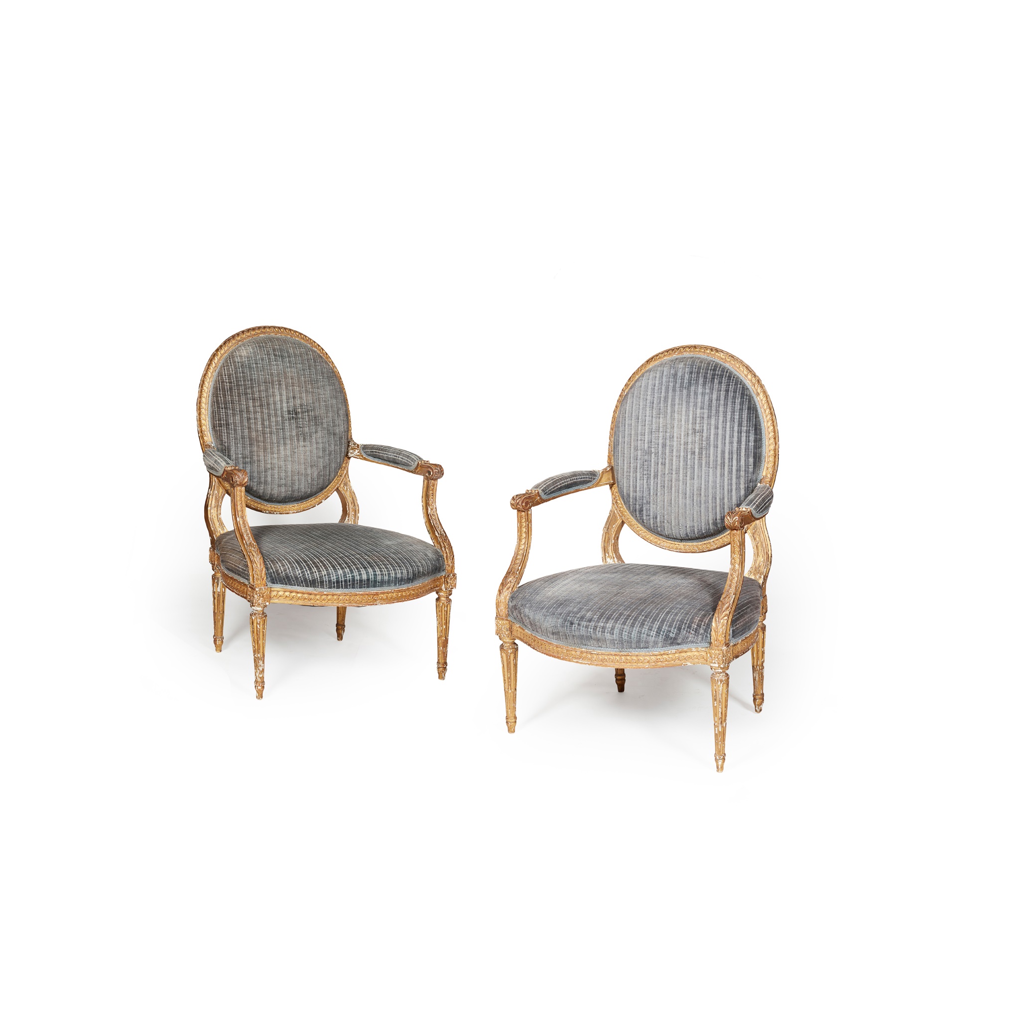 PAIR OF LOUIS XVI GILTWOOD FAUTEUILS