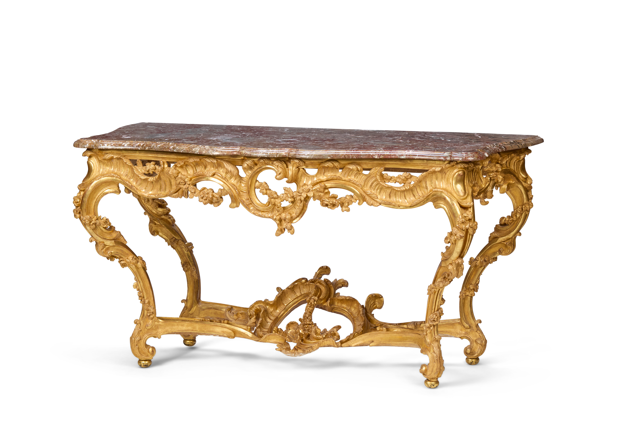 LOUIS XIV GILTWOOD AND MARBLE TOPPED CONSOLE TABLE