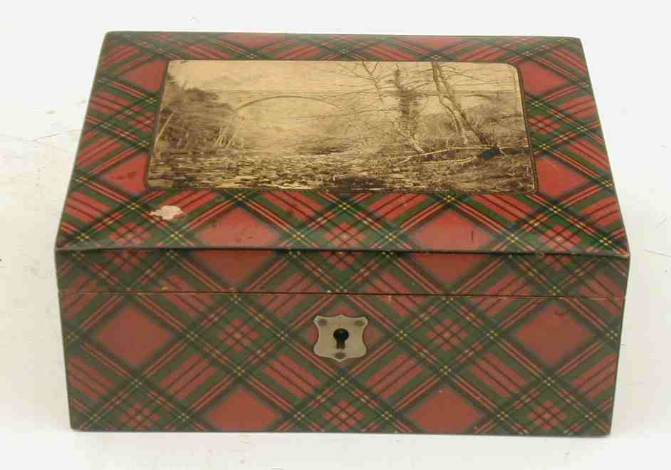 A Stuart tartanware box,