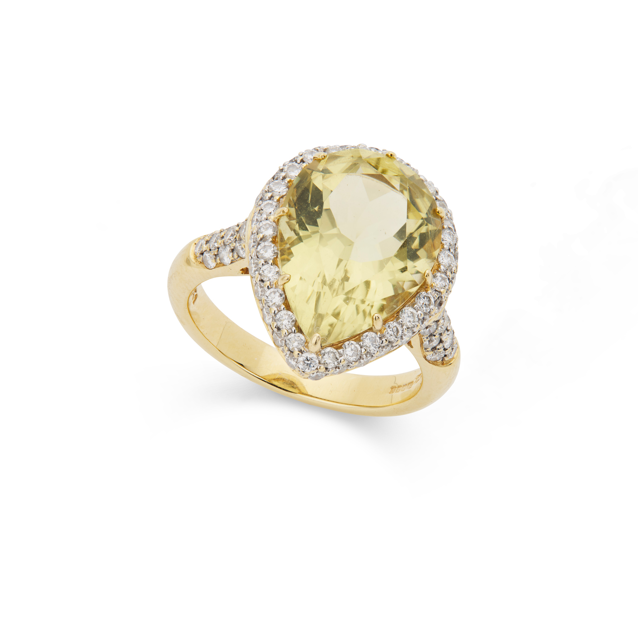 A yellow sapphire and diamond cluster ring