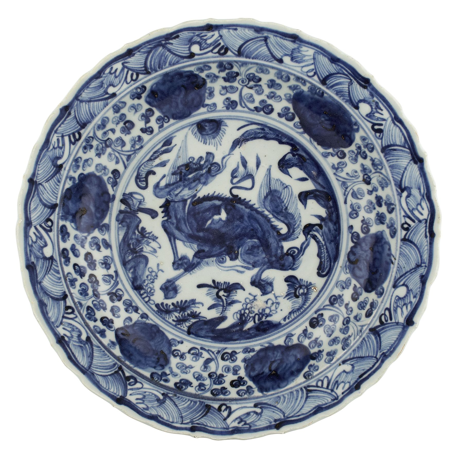 CHINESE PROVINCIAL BLUE AND WHITE DISH
