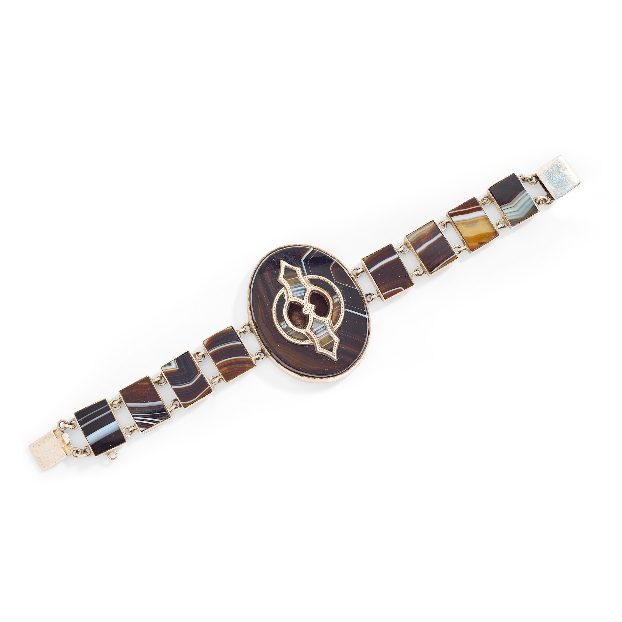 A Scottish agate panel bracelet