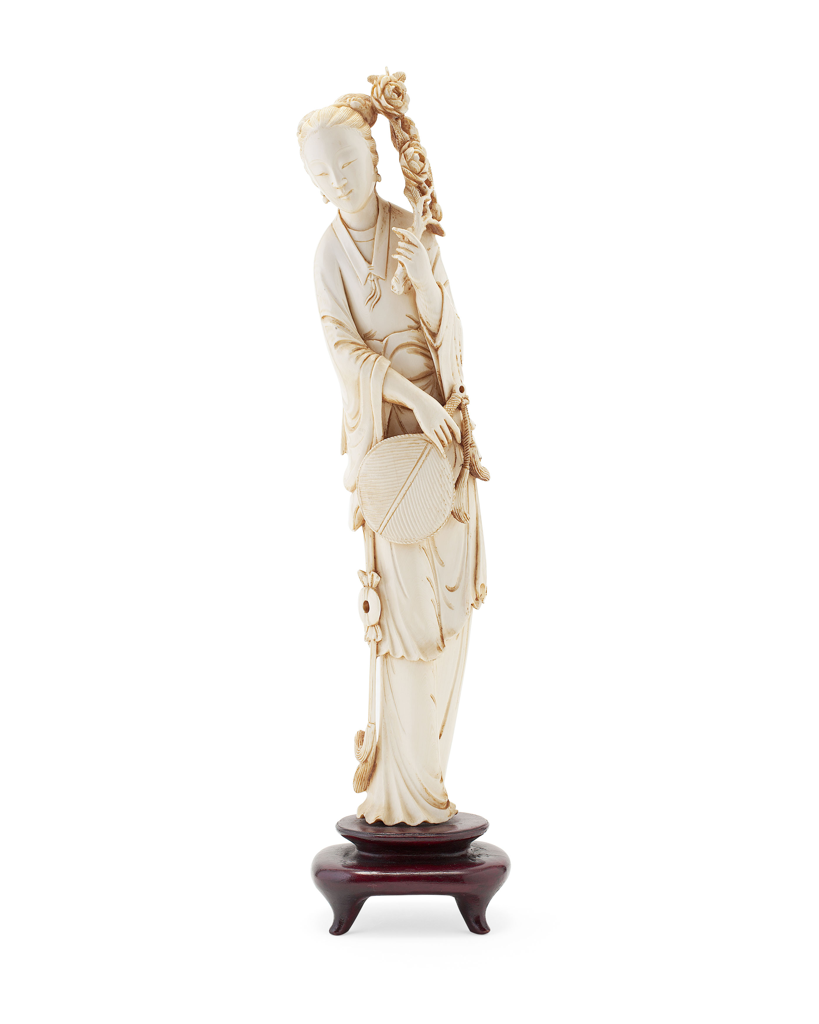 EIGHT CHINESE CARVED IVORY FIGURES OF MIEREN