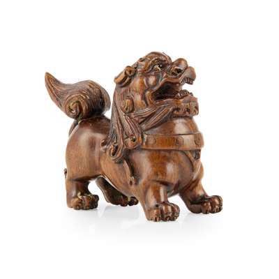 Lot 376 - A SUPERBLY CARVED LIMESTONE FIGURE OF A LION,