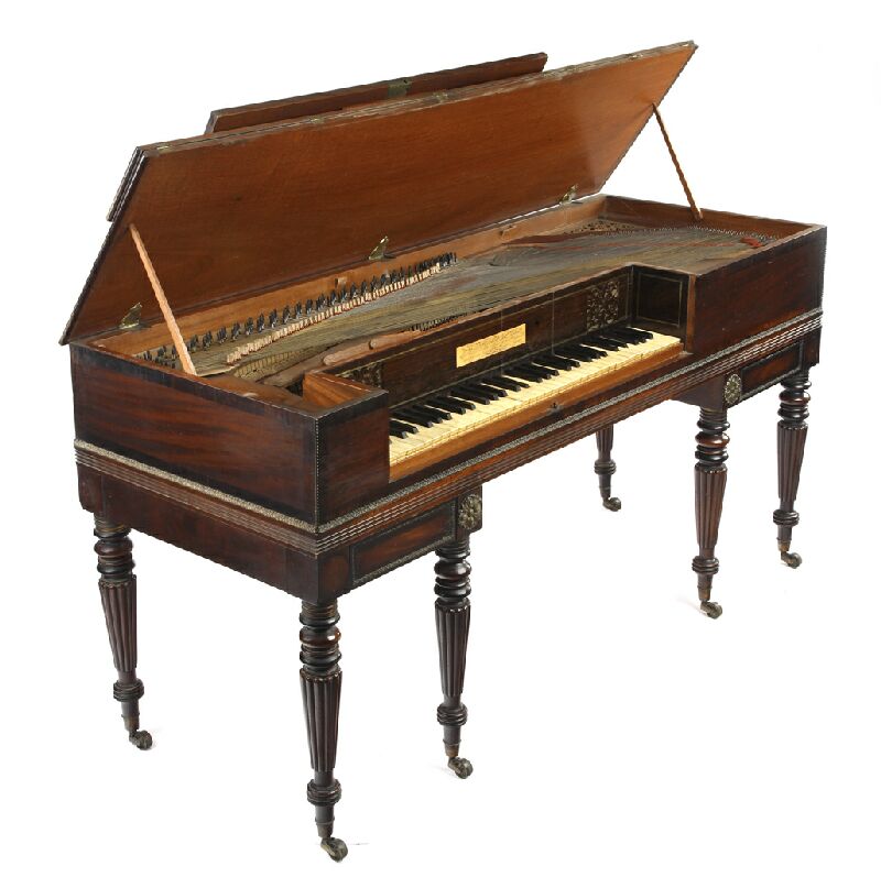 A George III mahogany and rosewood cross banded square piano