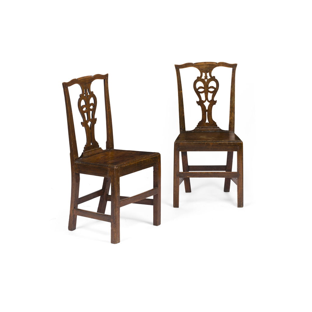 PAIR OF PROVINCIAL GEORGE III ASH SIDE CHAIRS