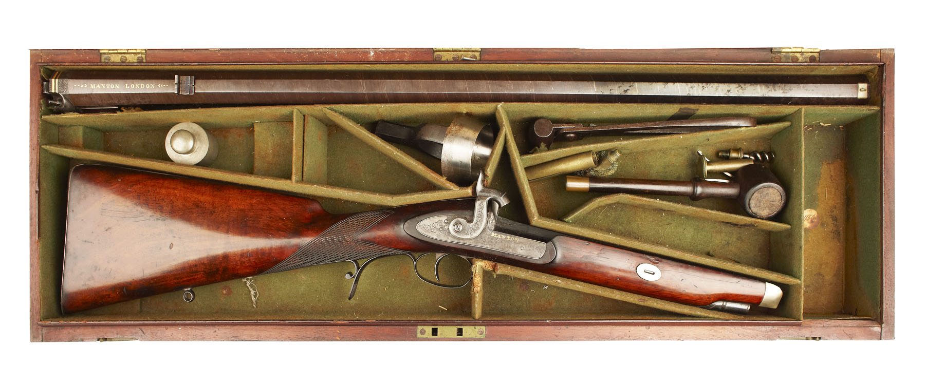 ENGLISH PERCUSSION CASED SINGLE BARREL RIFLE