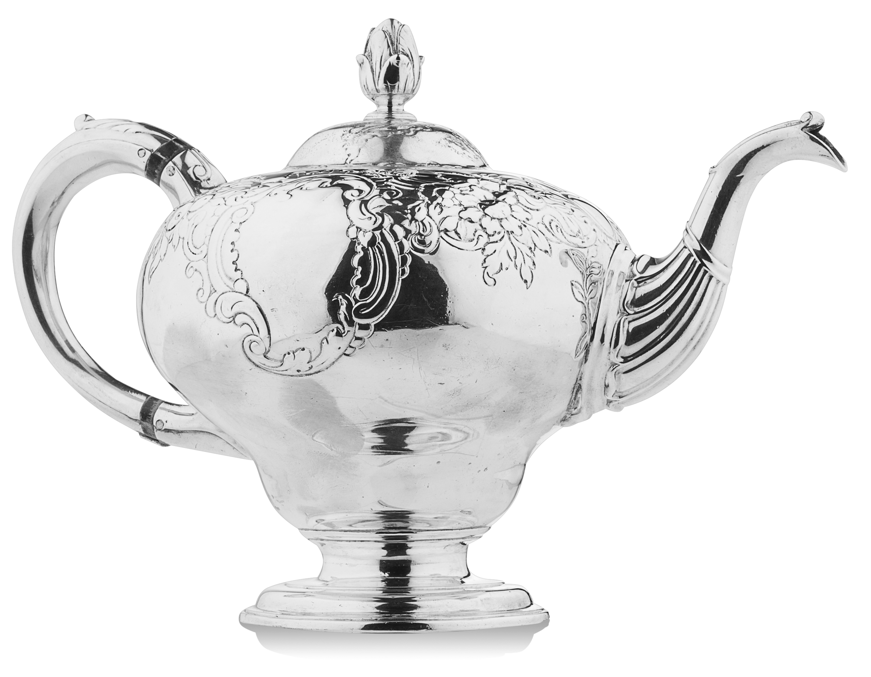 A George III inverted pear shaped teapot