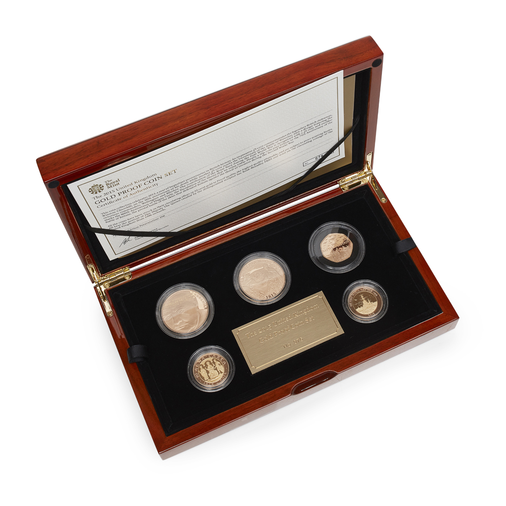 U.K. - A cased proof gold five coin set