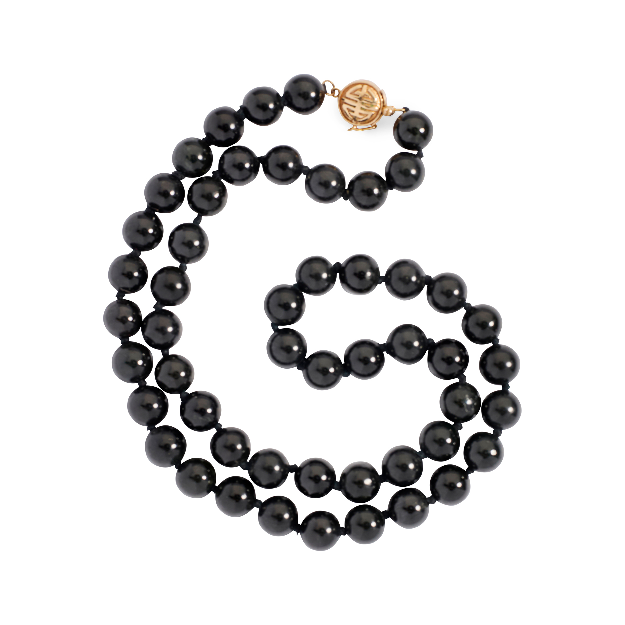 Gump's: A black jade bead necklace