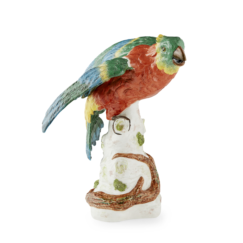 LARGE MEISSEN FIGURE OF A PARROT