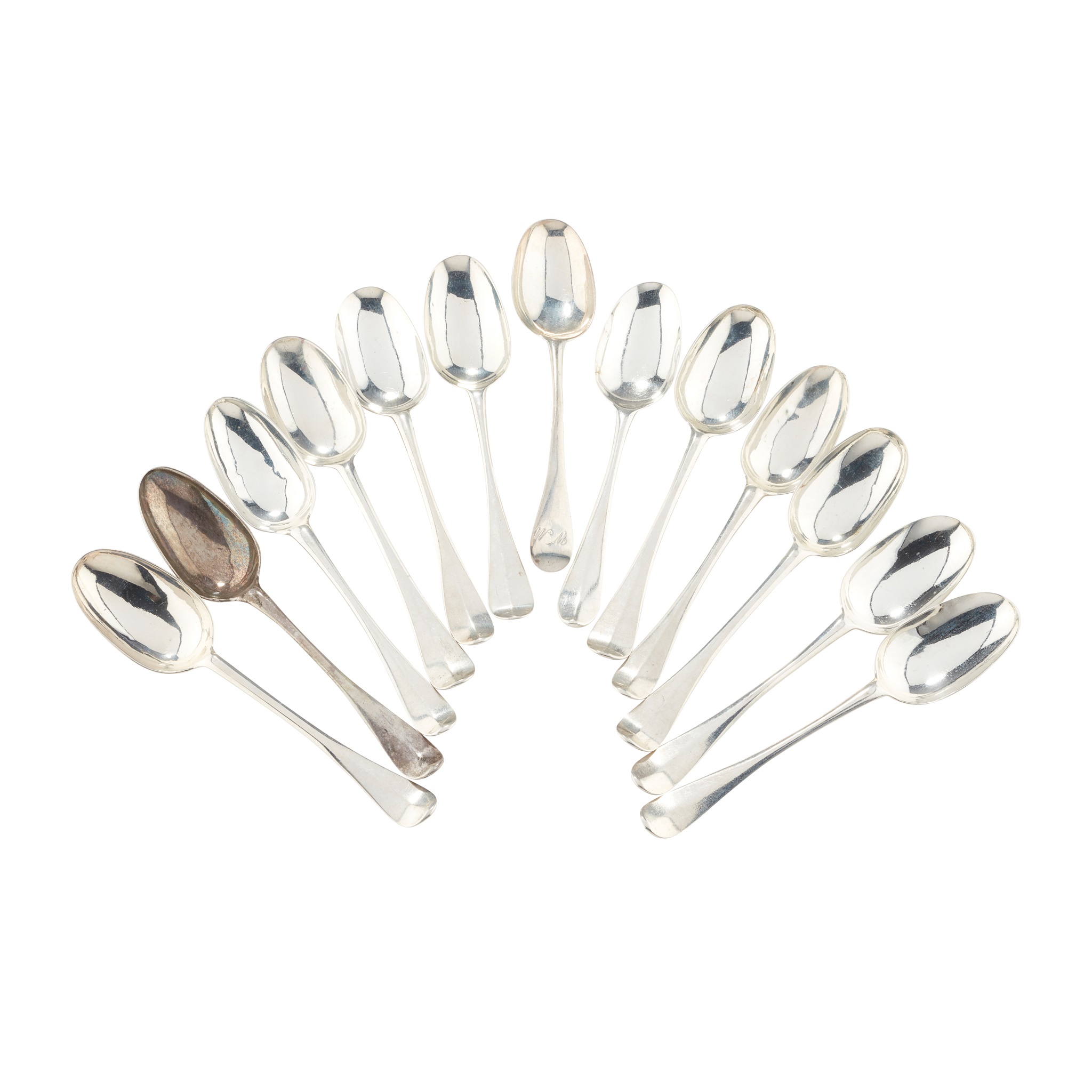 A MATCHED SET OF TEN GEORGIAN SCOTTISH PROVINCIAL TABLESPOONS
