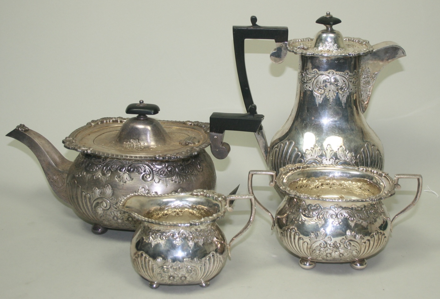 A late Victorian four piece silver tea service