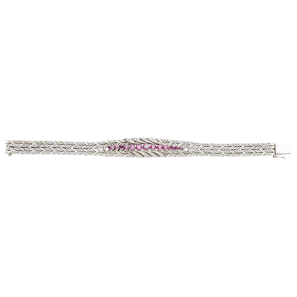 A ruby and diamond set bracelet