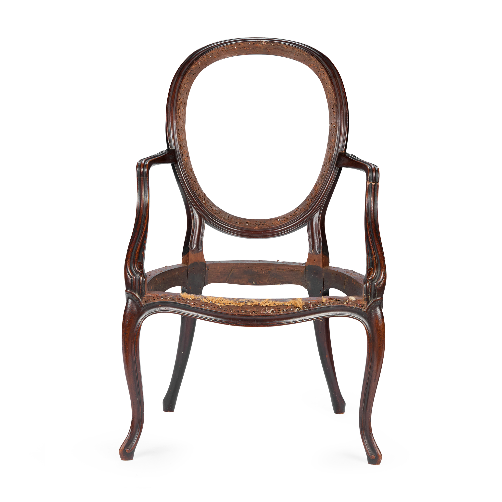 GEORGE III MAHOGANY ARMCHAIR FRAME
