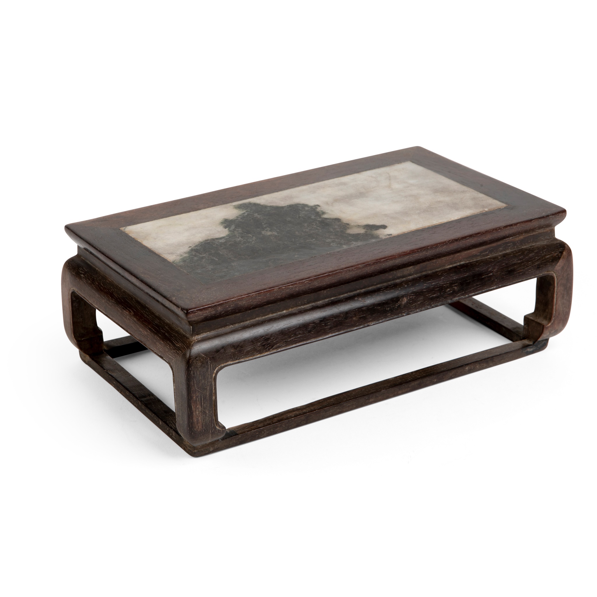 MARBLE-INSET ZITAN CORNER-LEG STAND