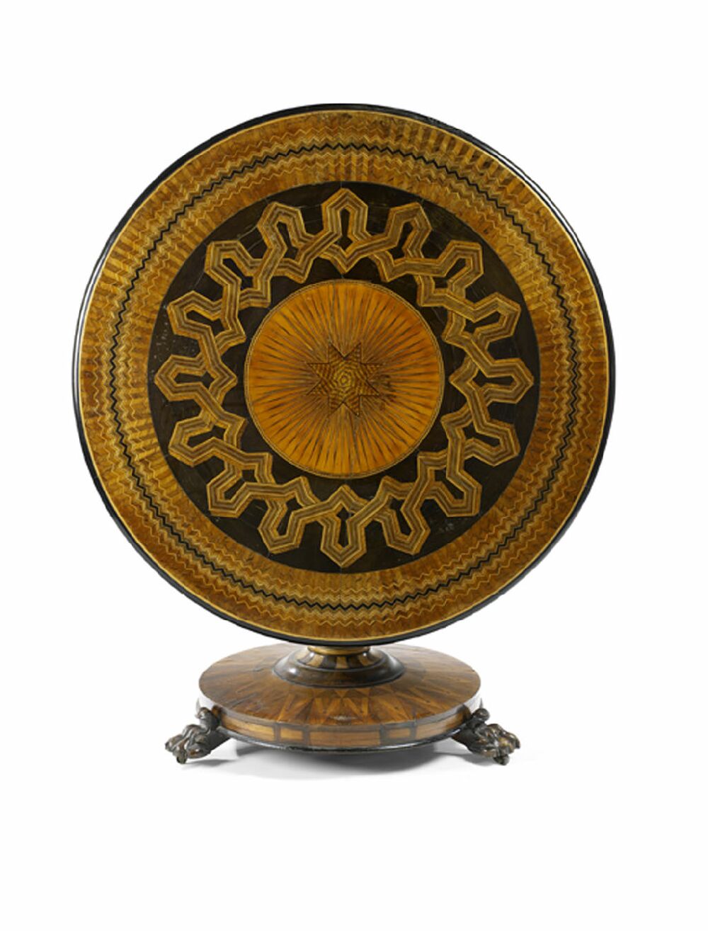 A Victorian period specimen wood inlaid breakfast table