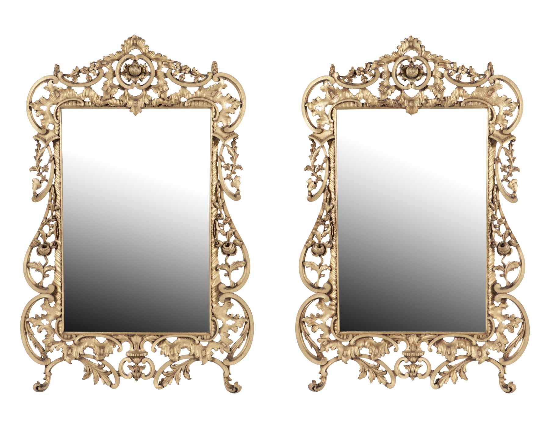 PAIR OF GEORGE III STYLE GILTWOOD MIRRORS