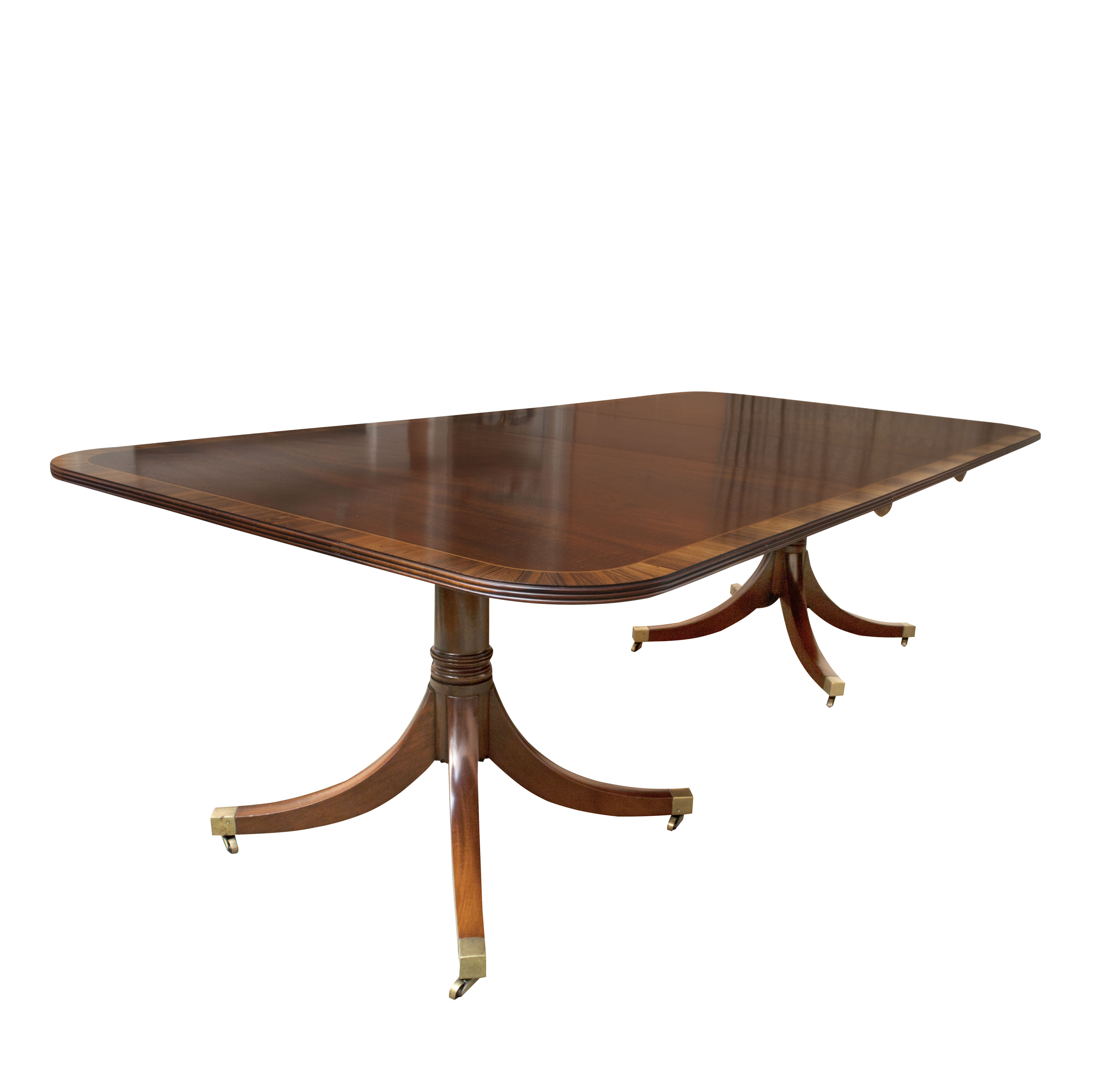 GEORGIAN STYLE MAHOGANY TWIN PEDESTAL DINING TABLE