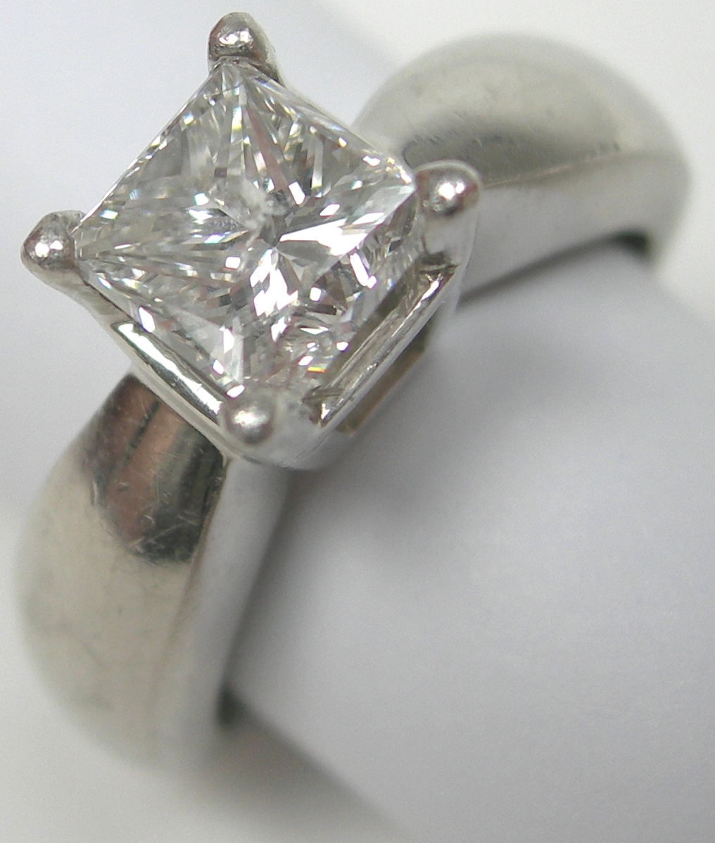 A modern platinum mounted diamond single-stone,